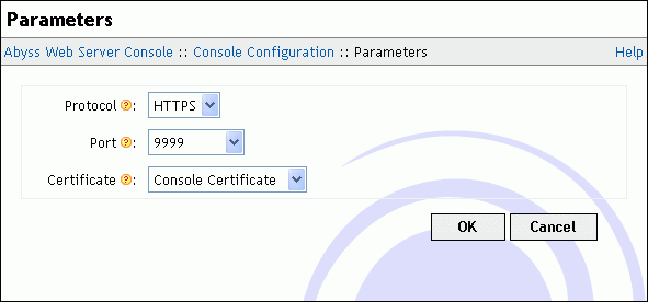 Console Parameters dialog