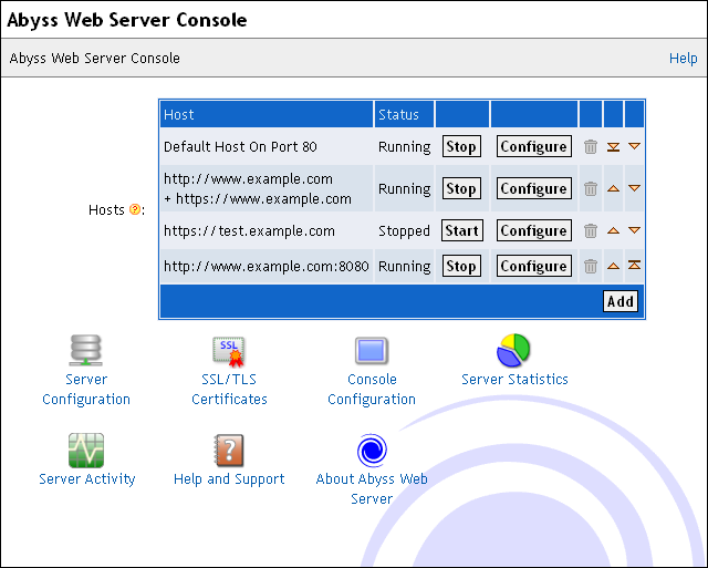 Console homepage