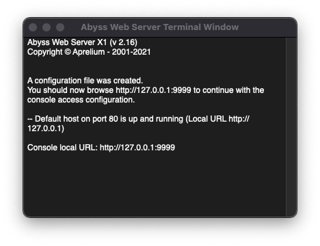 Abyss Web Server main window