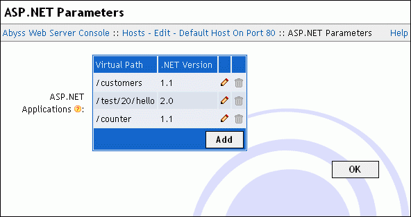 ASP.NET Parameters dialog