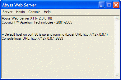 Abyss Web Server main window
